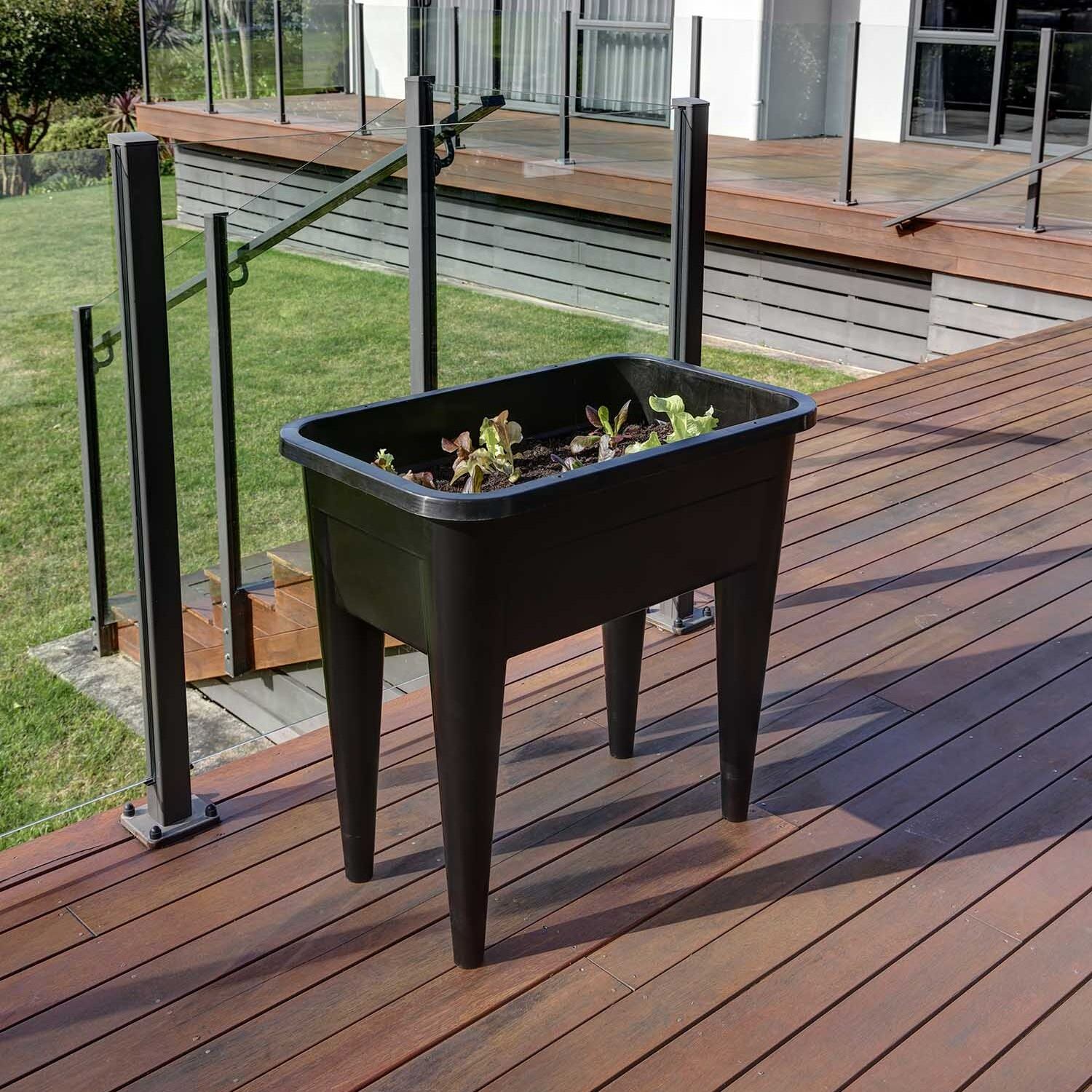 Raised garden bed on a deck